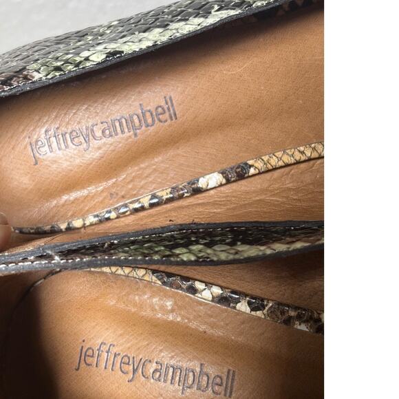 Jeffrey Campbell Viona-WD Snakeskin Print Leather Loafers Pointed Toe Size 10 - Picture 6 of 9